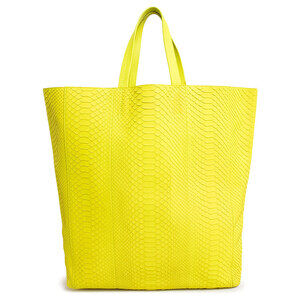 Celine Cabas Tote Bag Handbag Python Exotic Leather Calfskin Yellow